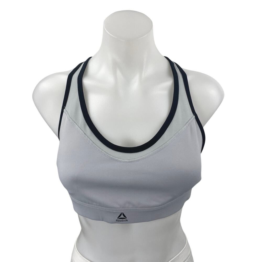 Reebok Gray Sleeveless Racerback Activewear Workout Sports Bra Crop Tank Top M